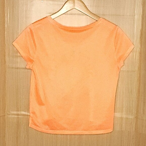 Justice Girls Neon Orange Softball Sport Mesh Top - Picture 2 of 4